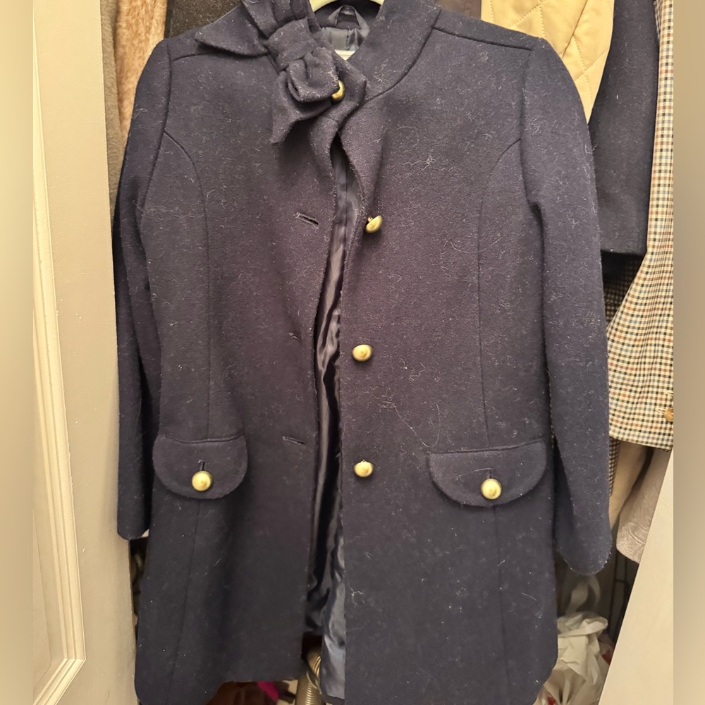 Janie & Jack Elegant Navy Wool Coat with Gold Buttons and faux fur vest bundle